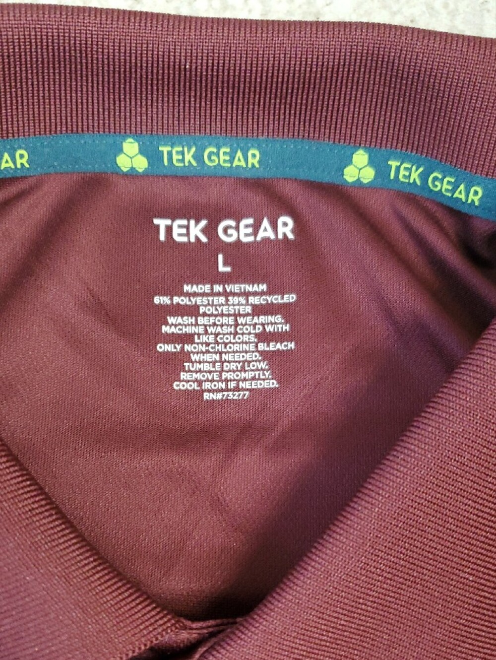 Men's Performance Polo in Maroon, TEK GEAR - Picture 2 of 4